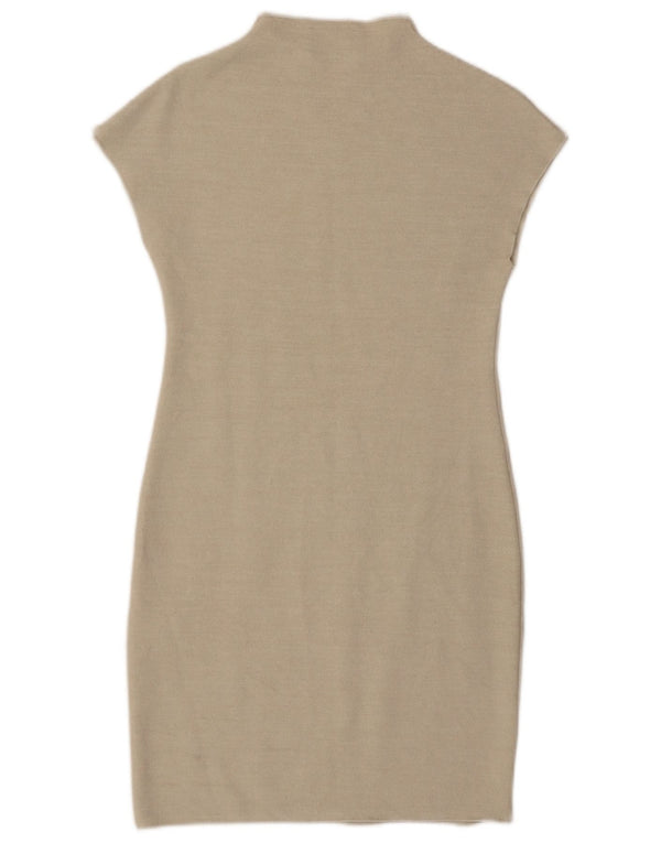 Vestido bainha feminino Zara Reino Unido 14 grande viscose bege