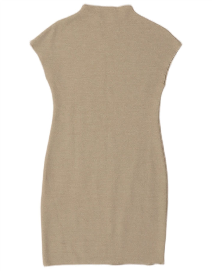 Vestido bainha feminino Zara Reino Unido 14 grande viscose bege