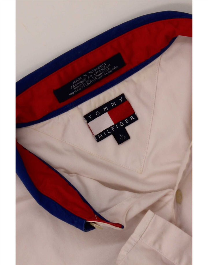 Camisa masculina Tommy Hilfiger grande algodão colorblock branco