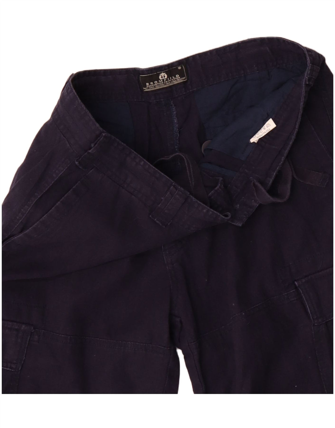 Bromfield Mens Cargo Shorts W32 Médio Azul Marinho Linho