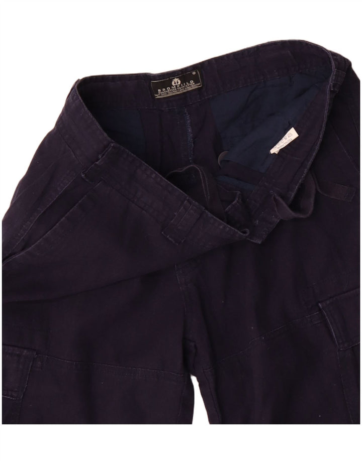 Bromfield Mens Cargo Shorts W32 Médio Azul Marinho Linho