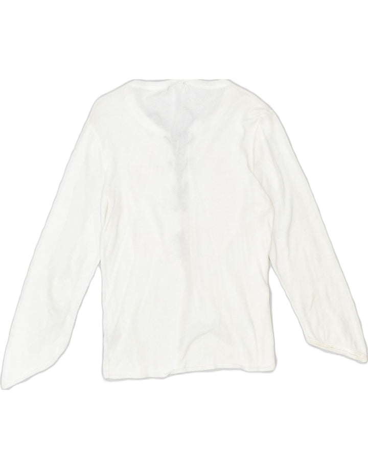 ICEBERG Womens Graphic Crew Neck Jumper Sweater UK 10 Small White Floral | Vintage | Thrift | Second-Hand | Used Clothing | Messina Hembry 