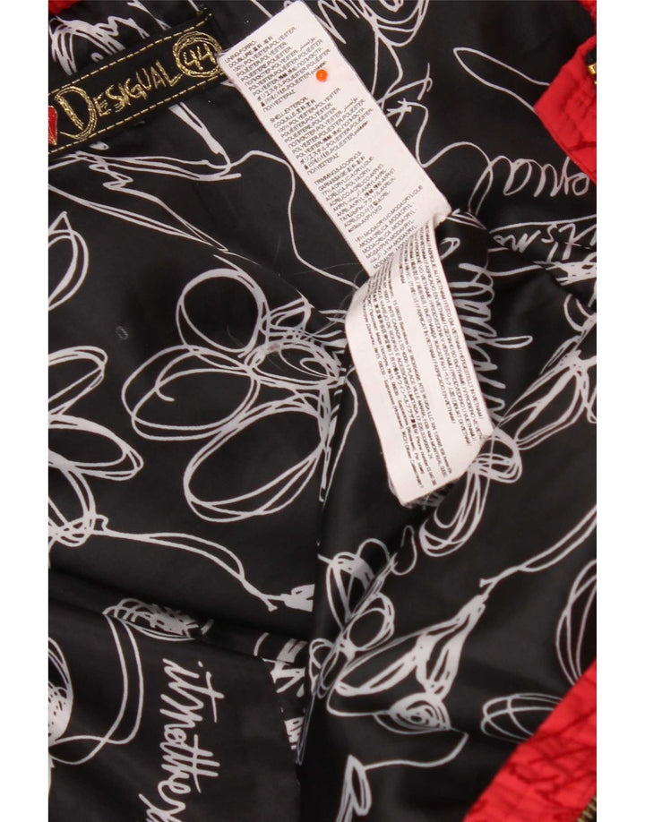 Jaqueta acolchoada com capuz feminina Desigual EU 44 XL poliéster floral vermelho