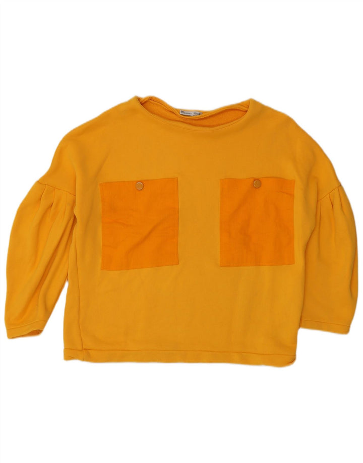 Zara Suéter feminino oversized manga 3/4 Reino Unido 10 pequeno amarelo