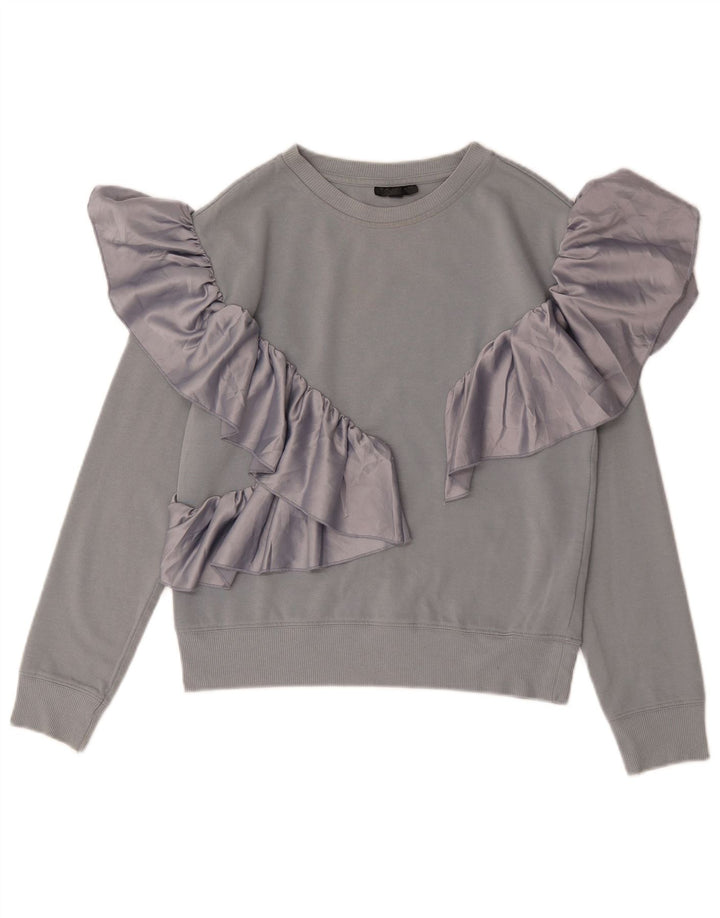 Topshop moletom feminino jumper UK 8 pequeno algodão cinza
