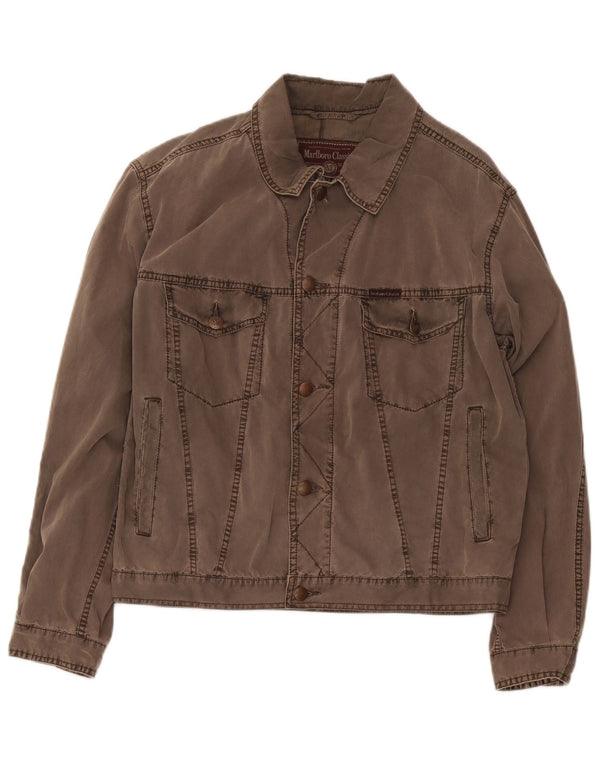 Jaqueta bomber masculina Marlboro Classics Reino Unido 38 algodão marrom médio