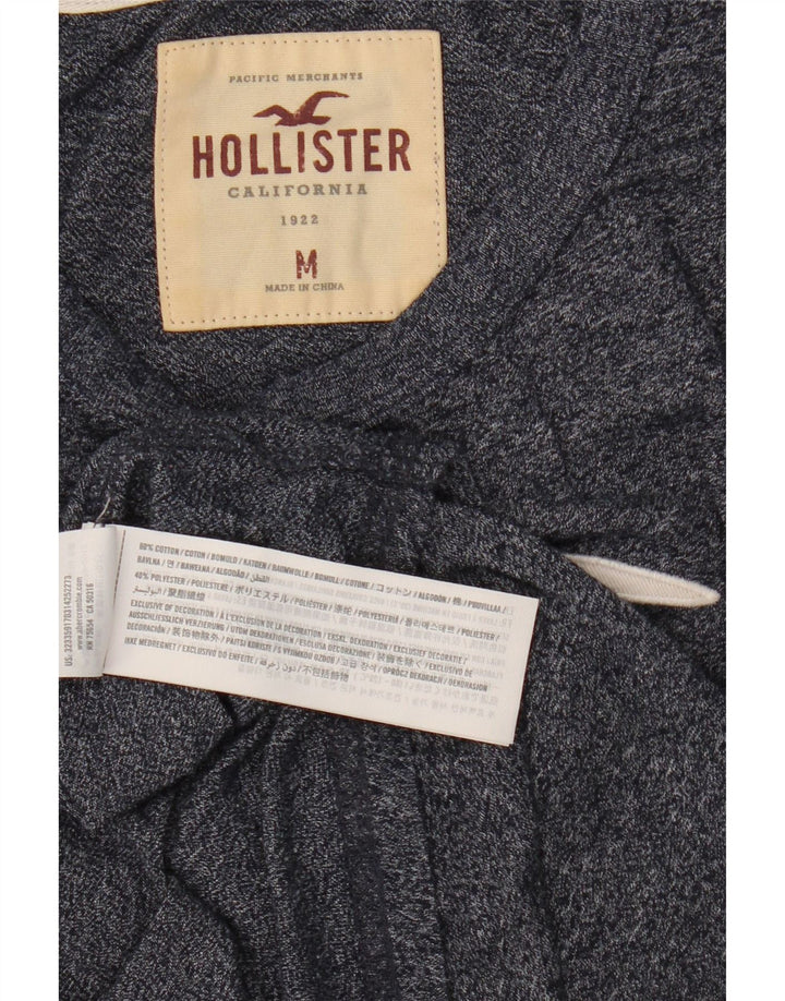 Top gráfico masculino Hollister de manga comprida médio algodão manchado azul marinho