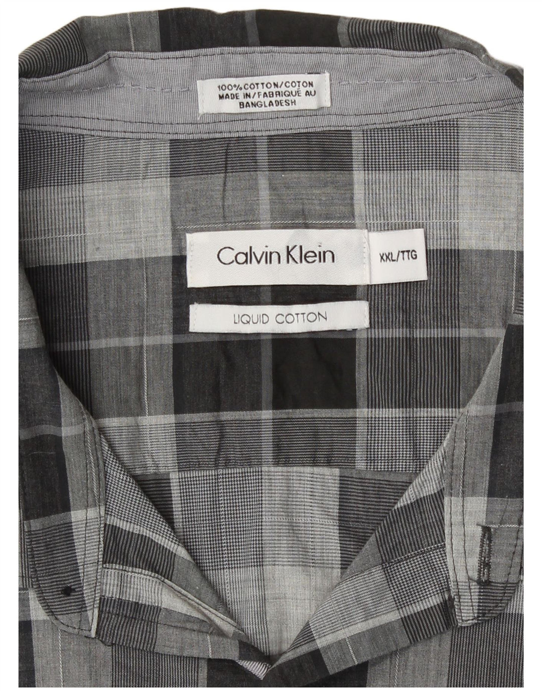 Camisa masculina Calvin Klein 2XL algodão xadrez cinza