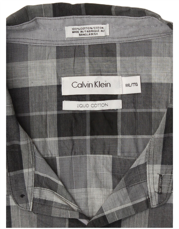 Camisa masculina Calvin Klein 2XL algodão xadrez cinza