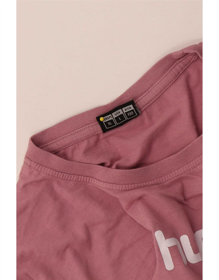 Camiseta masculina Hummel com estampa gráfica grande rosa