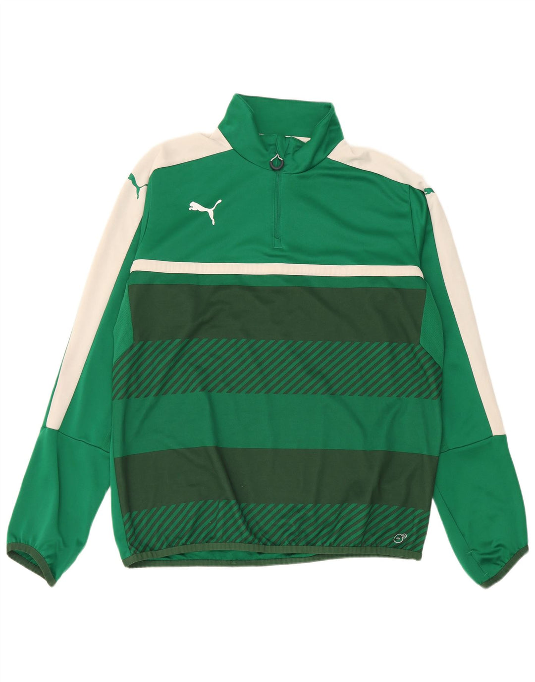 Puma Mens Zip Neck Pullover Treino Top XL Verde Colourblock Poliéster