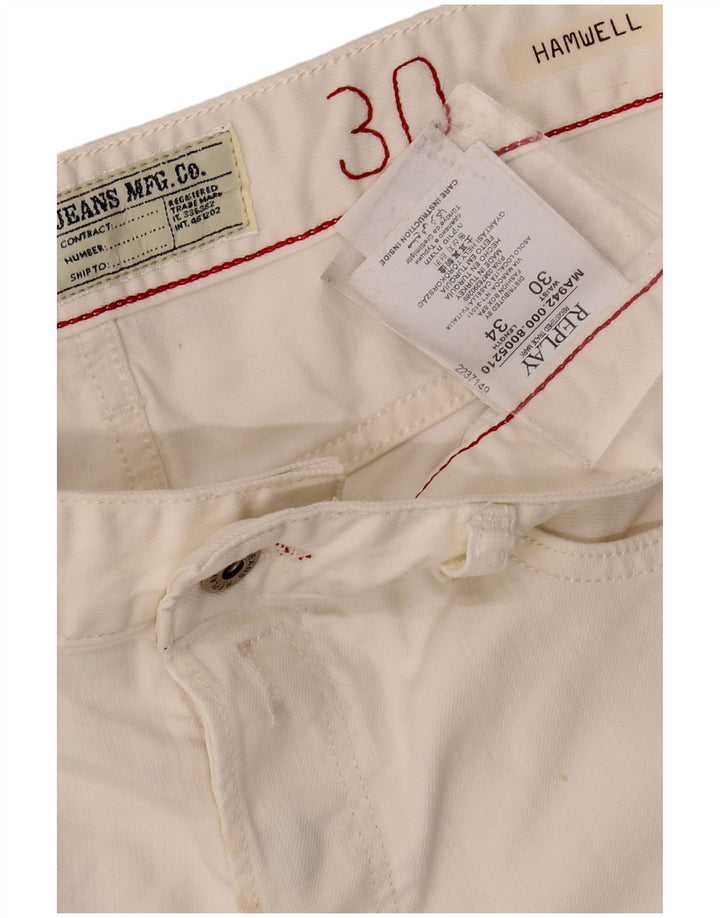 REPLAY Jeans feminino Hamwell Slim W30 L34 algodão branco