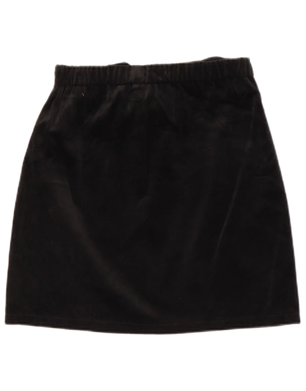 Mini saia feminina vintage de veludo W26 pequena preta