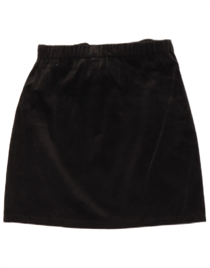 Mini saia feminina vintage de veludo W26 pequena preta
