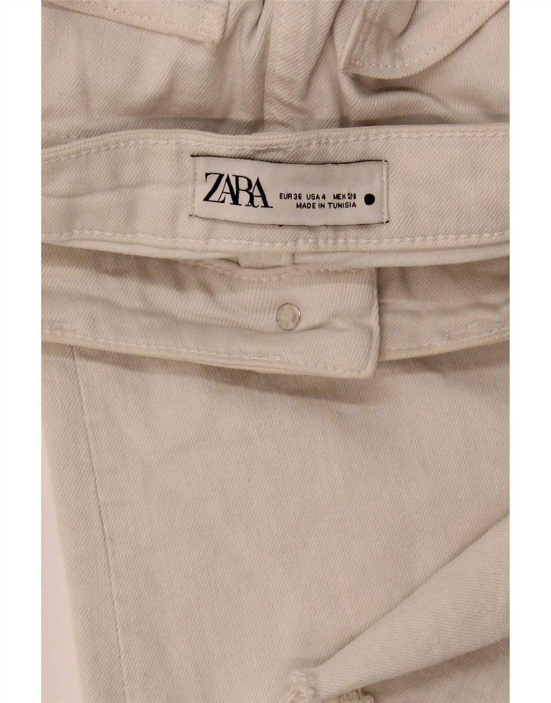 Calça jeans feminina Zara Bootcut EU 36 XS W26 L28 branco