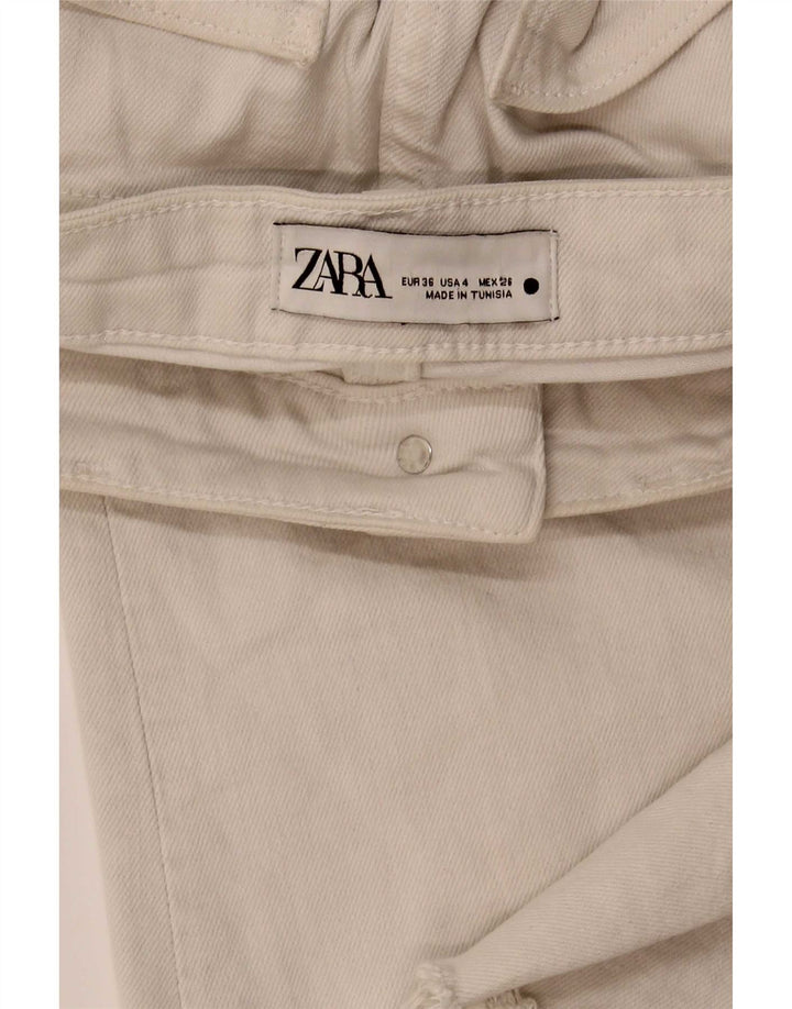 Calça jeans feminina Zara Bootcut EU 36 XS W26 L28 branco