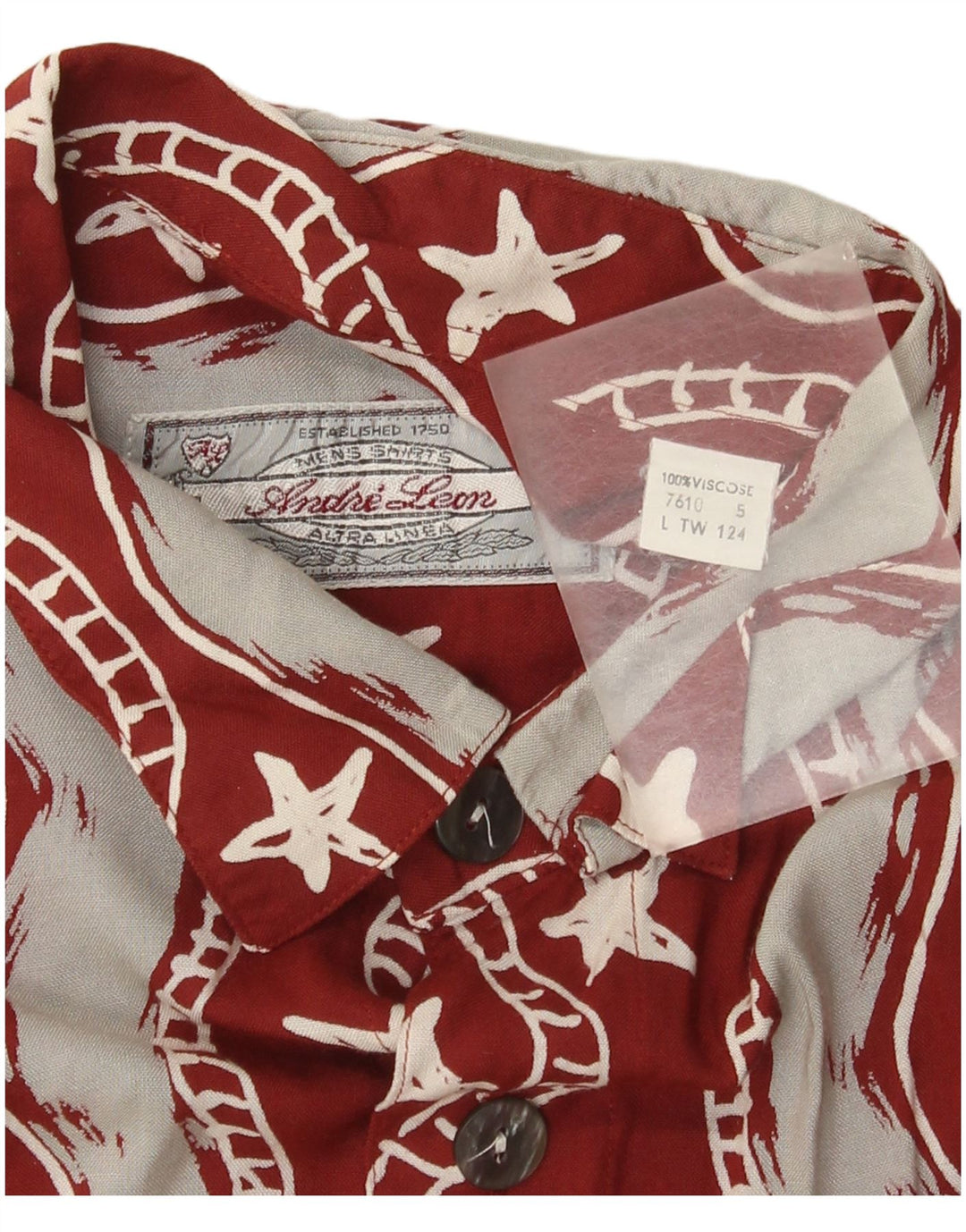 Andre Leon Camisa masculina de manga curta com estampa abstrata grande Borgonha praia