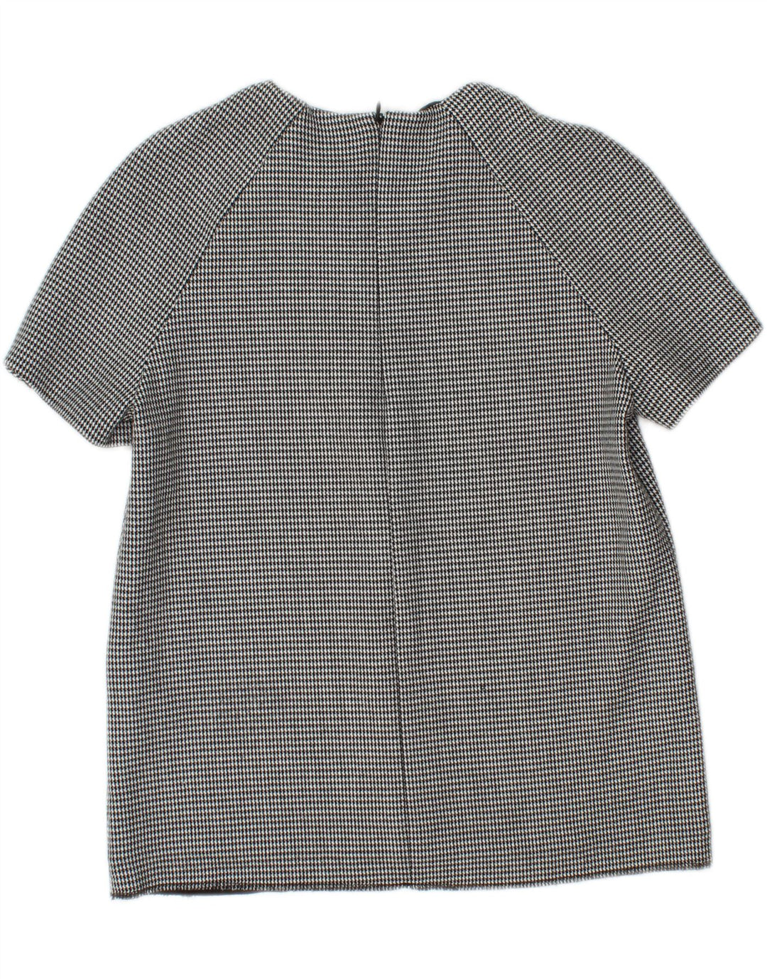 Blusa feminina Zara manga curta Reino Unido 12 cinza médio houndstooth