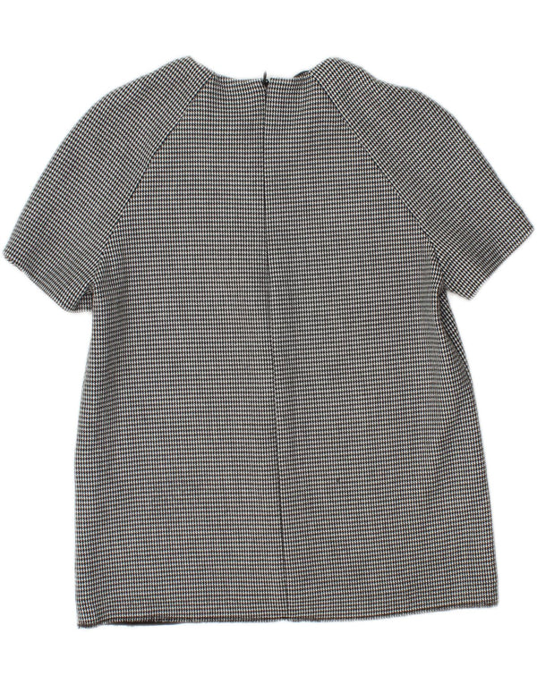 Blusa feminina Zara manga curta Reino Unido 12 cinza médio houndstooth