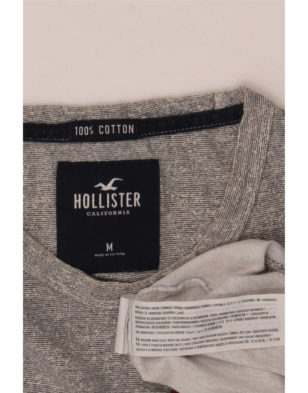 Hollister Camiseta masculina gráfica Top algodão cinza médio