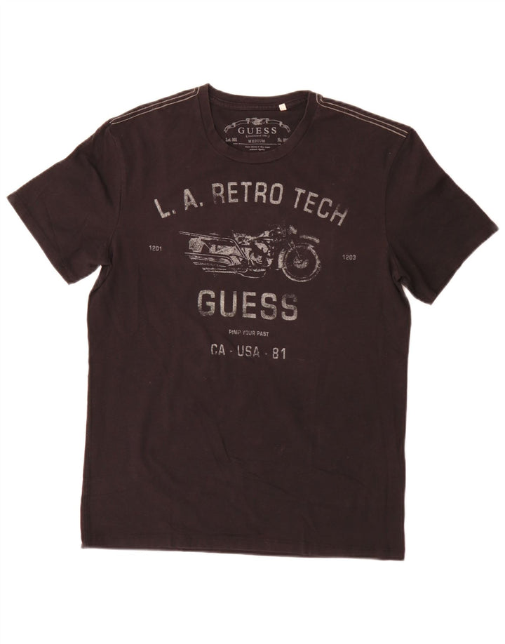 Camiseta masculina Guess com estampa regular, algodão preto médio