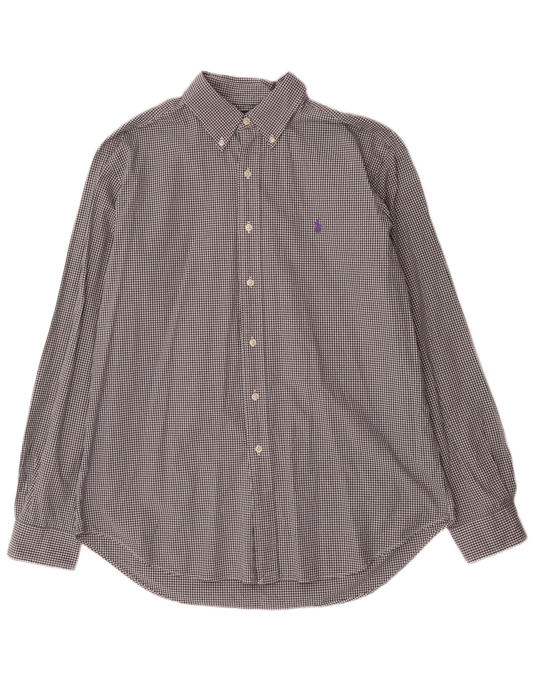 Camisa masculina Ralph Lauren Classic Fit grande algodão guingão preto