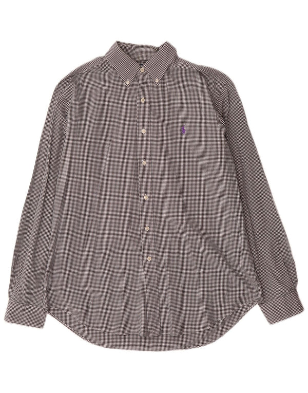 Camisa masculina Ralph Lauren Classic Fit grande algodão guingão preto