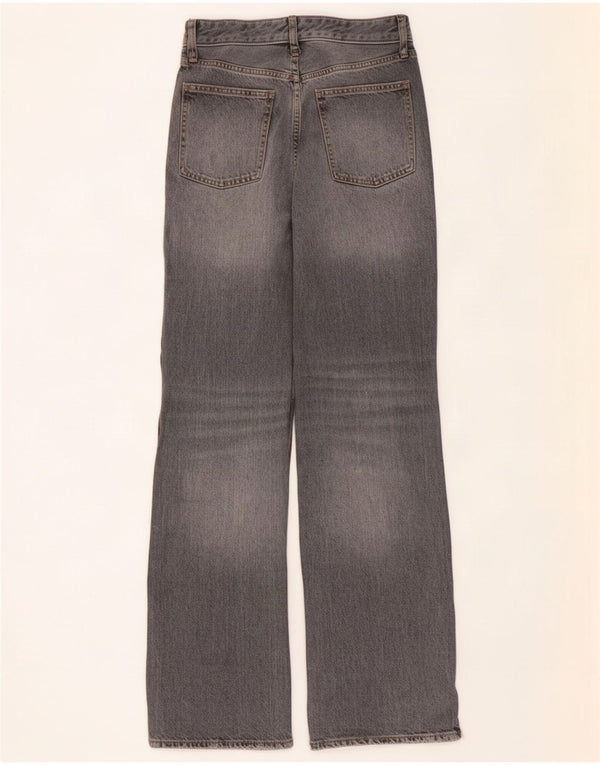 Zara Jeans feminino de perna larga EU 38 pequeno W28 L32 algodão cinza