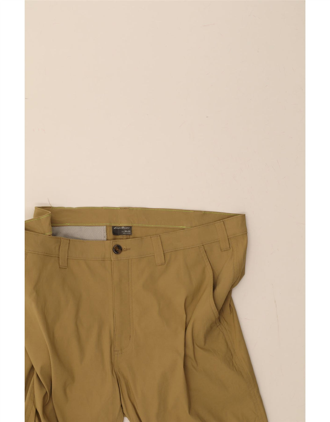 EDDIE BAUER Mens Slim Chino Trousers W38 L30 Beige Nylon Vintage Eddie Bauer and Second-Hand Eddie Bauer from Messina Hembry 