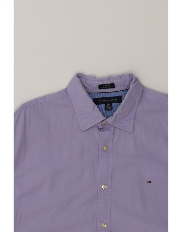 TOMMY HILFIGER Mens Coupe Ajustee Custom Fit Shirt Large Purple Cotton Vintage Tommy Hilfiger and Second-Hand Tommy Hilfiger from Messina Hembry 