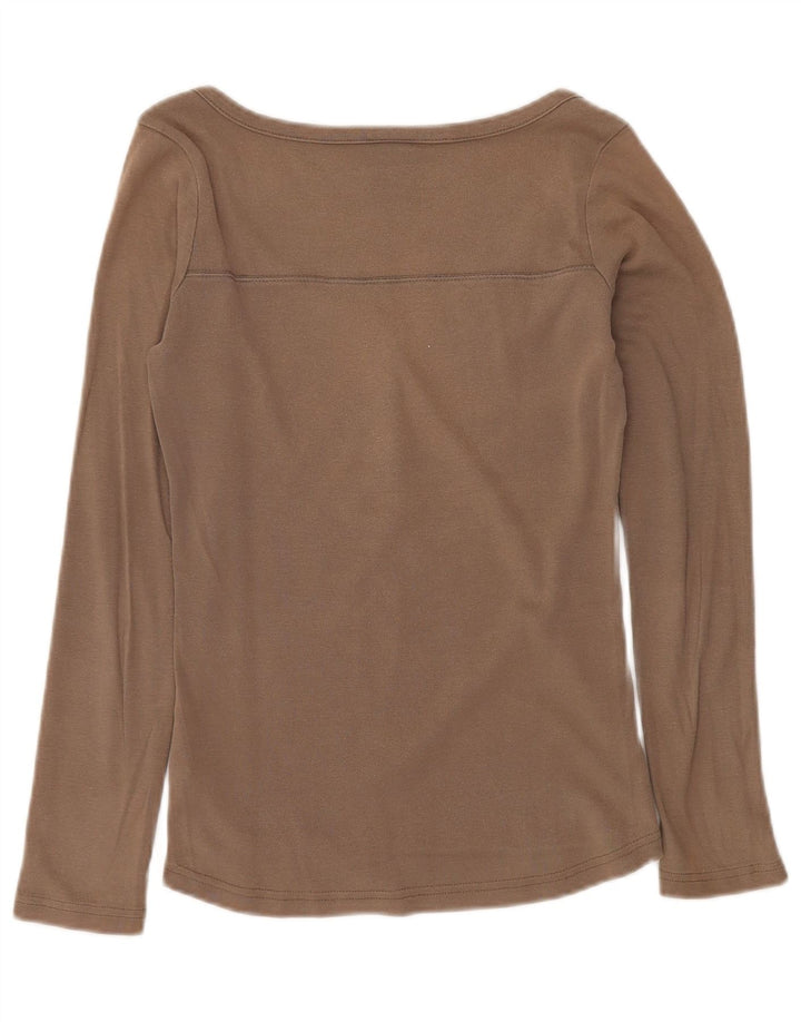 Top feminino NIKE de manga comprida UK 8/10 pequeno cinza algodão