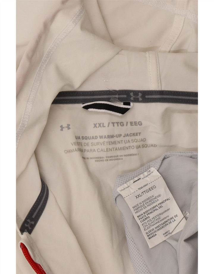 Jaqueta de chuva masculina Under Armour com capuz UK 44 2XL poliéster colorblock branco