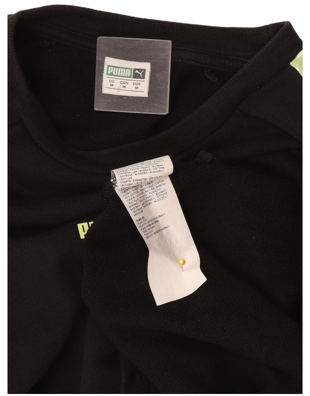 Puma moletom feminino jumper UK 14 médio preto colorblock algodão