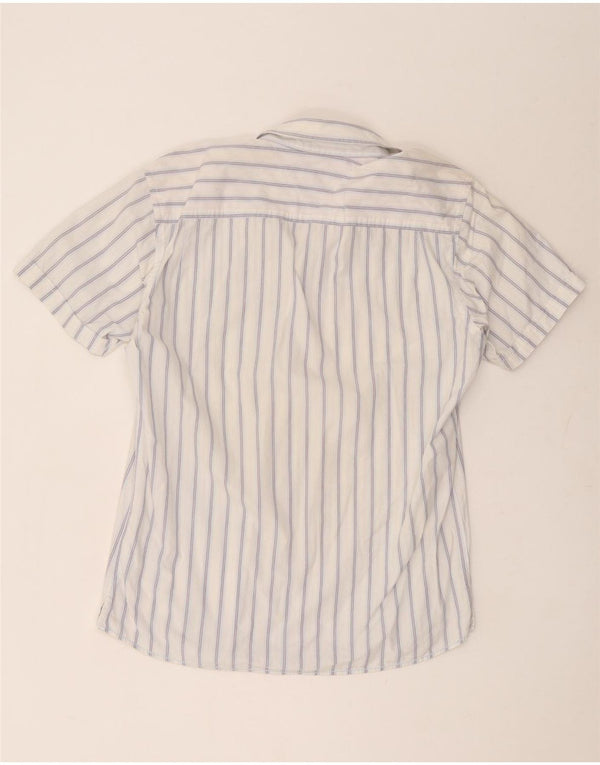 Tommy Hilfiger Camisa masculina de manga curta slim fit grande algodão listrado branco