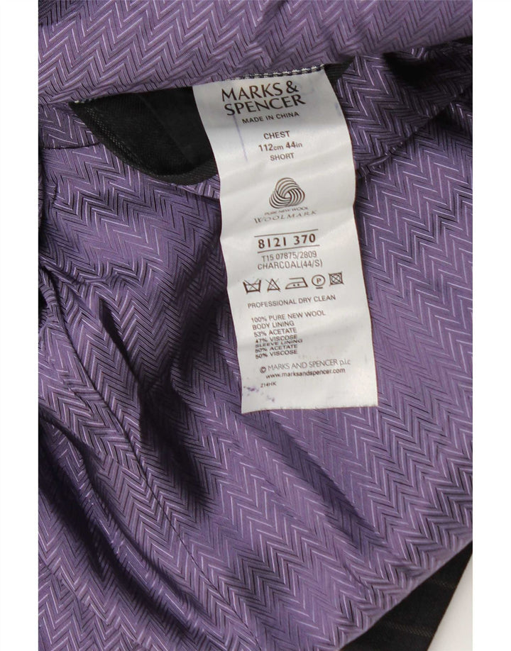Jaqueta blazer masculina de 2 botões Marks & Spencer Reino Unido 44 XL cinza risca de giz lã