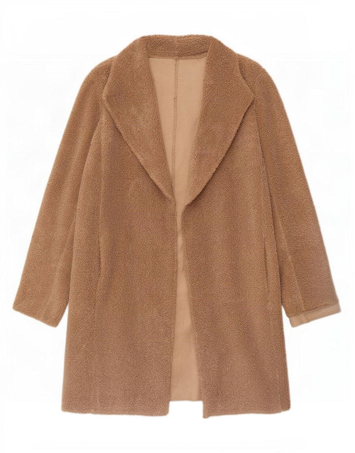 Sobretudo feminino Marks & Spencer Teddy Bear UK 14 grande poliéster marrom