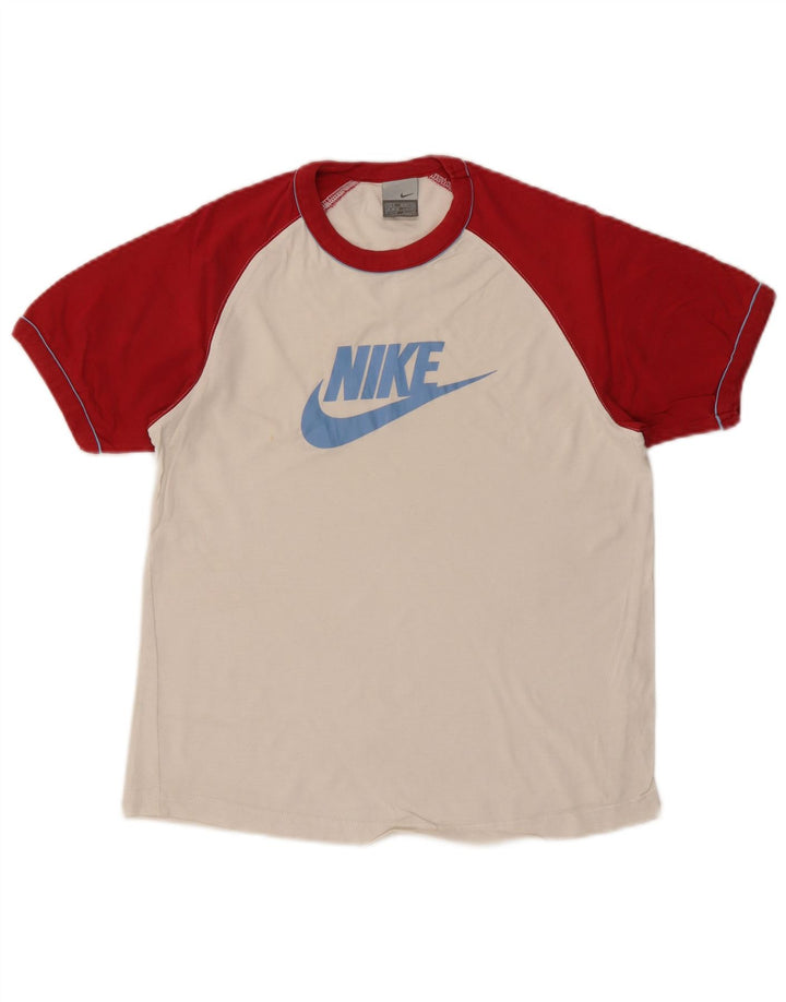 Camiseta gráfica masculina NIKE UK 36/38 pequena branca colorblock