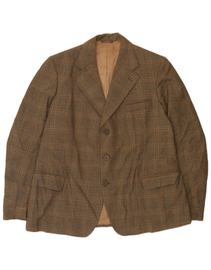 Jaqueta blazer masculina de 3 botões John Collier Reino Unido 38 médio marrom houndstooth