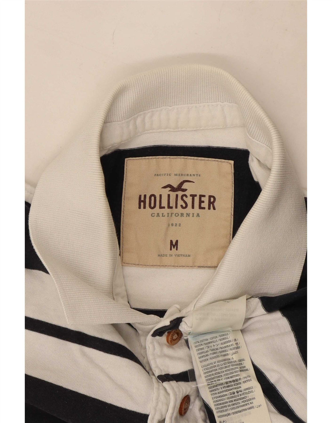 Camisa polo masculina Hollister de algodão listrado azul marinho médio