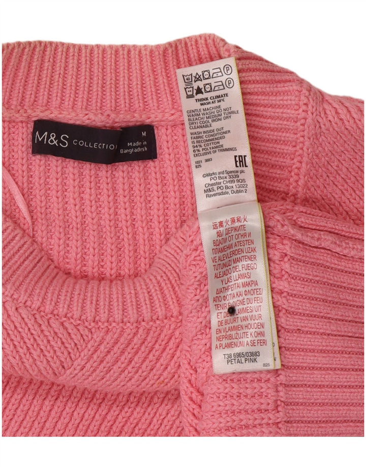 Suéter feminino Marks & Spencer com gola redonda, Reino Unido 14, rosa médio