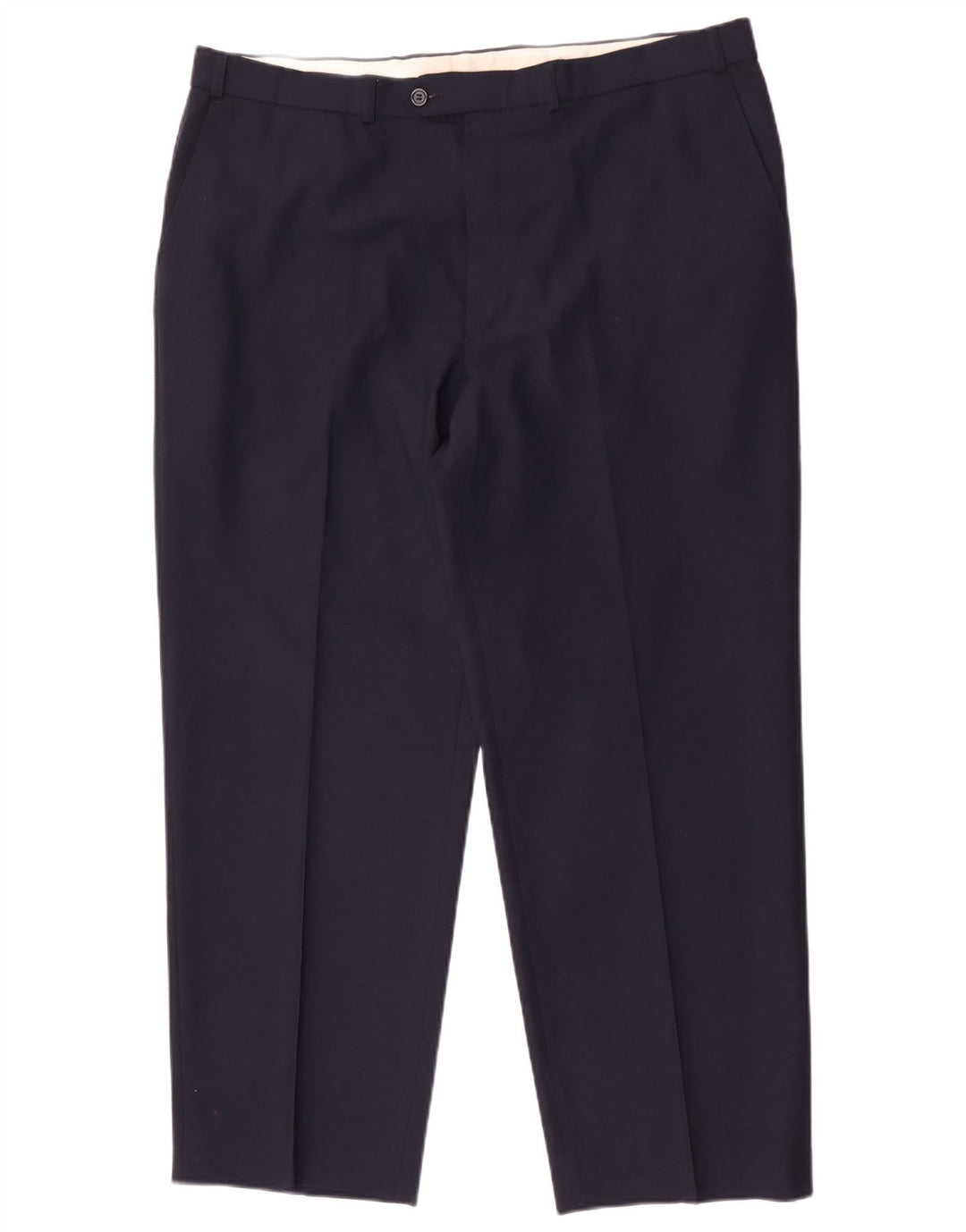 Calça masculina de terno cônico Marks & Spencer W40 L29 poliéster azul marinho