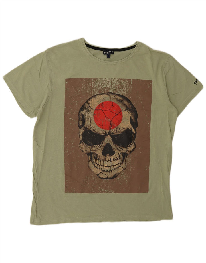 Camiseta gráfica masculina Carrera Top grande de algodão verde