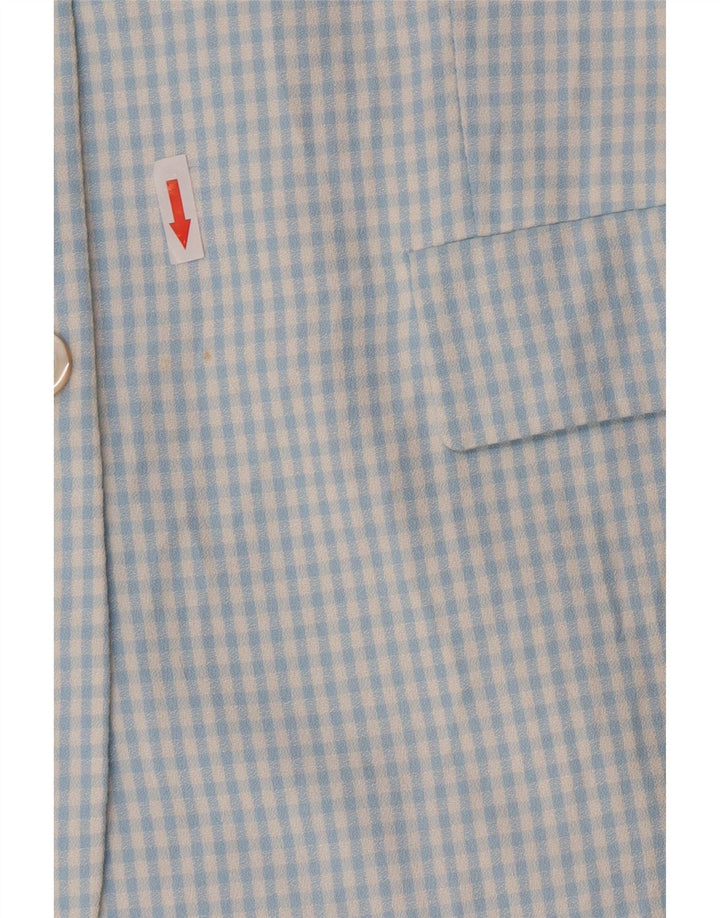 Conjunto feminino vintage de 3 botões e 2 peças IT 46 grande azul guingão viscose