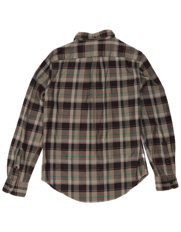 Camisa masculina de flanela Levi's Slim Fit pequena cinza xadrez algodão