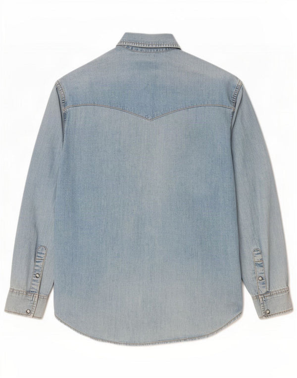 Camisa jeans masculina Lee azul médio