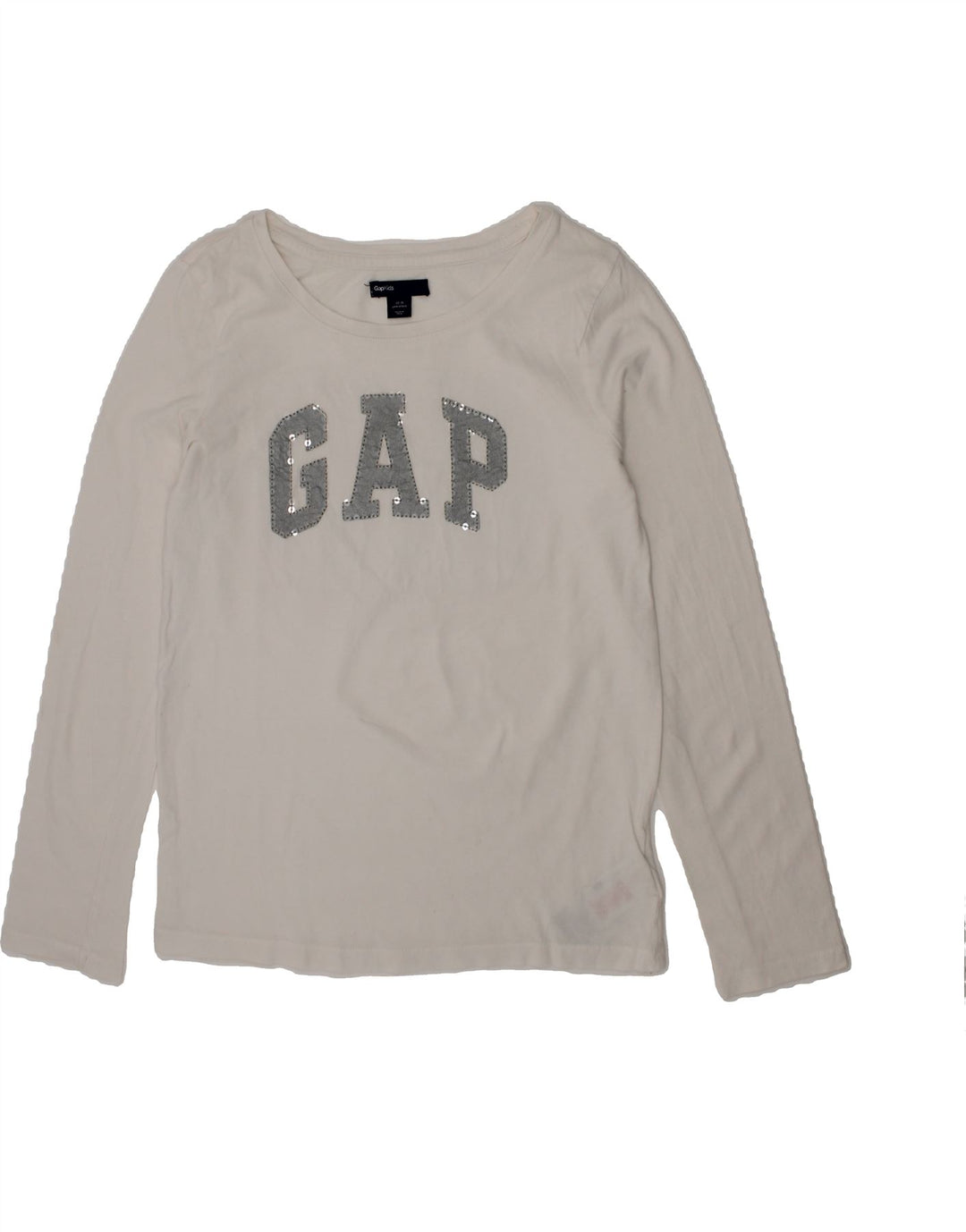 GAP Girls Graphic Top Long Sleeve 10-11 Years White Cotton Vintage Gap and Second-Hand Gap from Messina Hembry 