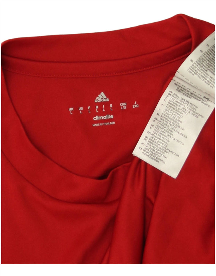 Adidas Mens Climalite Camiseta Top Grande Poliéster Vermelho