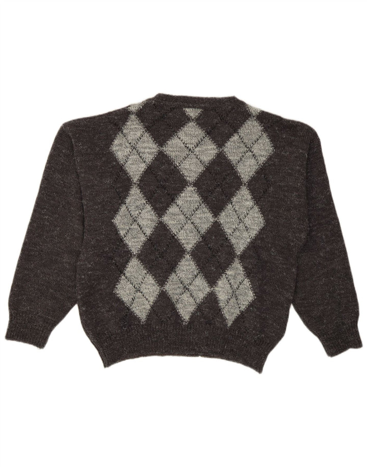 Suéter masculino Jack Stone com decote em V IT 48 Cinza Médio Argyle/Diamante
