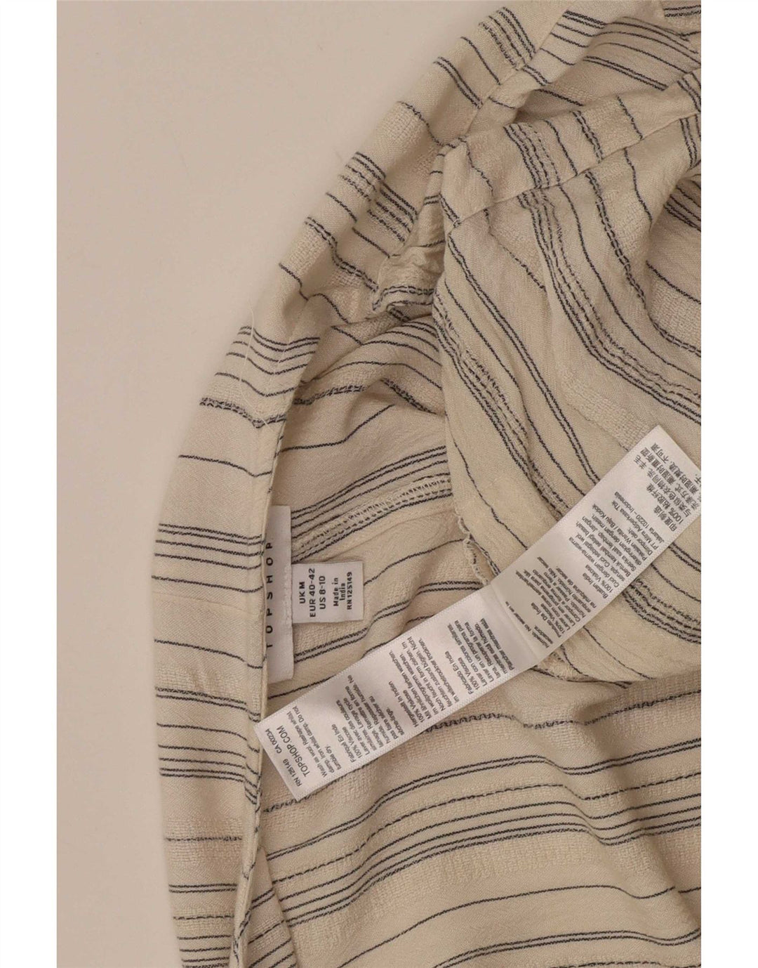 Macacão feminino Topshop UK 12 viscose listrada bege médio