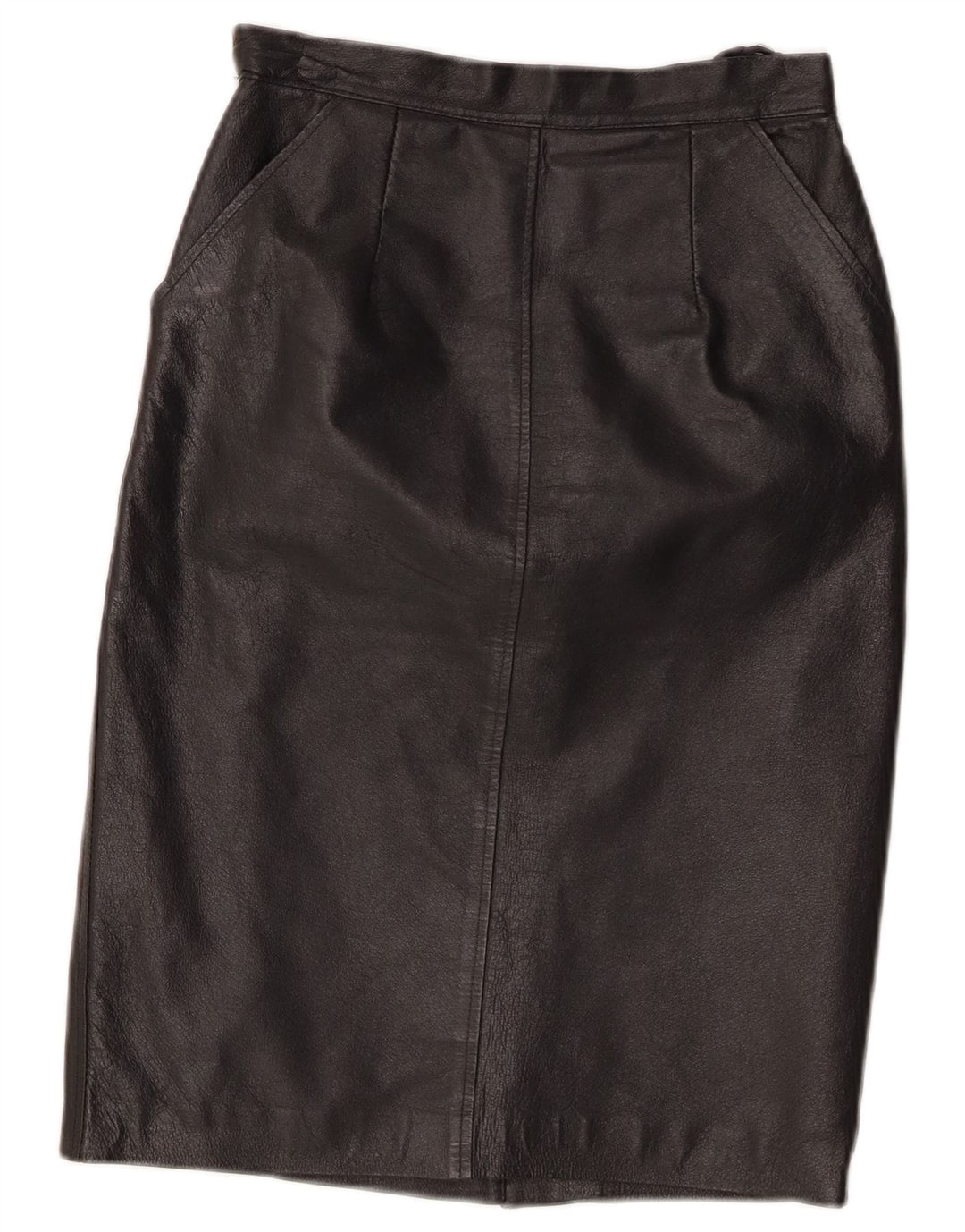 Saia de couro feminina vintage W24 XS preta
